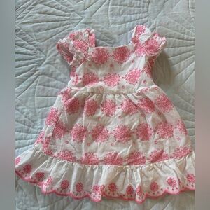 Little Lass Pink and Cream Ruffle Dress